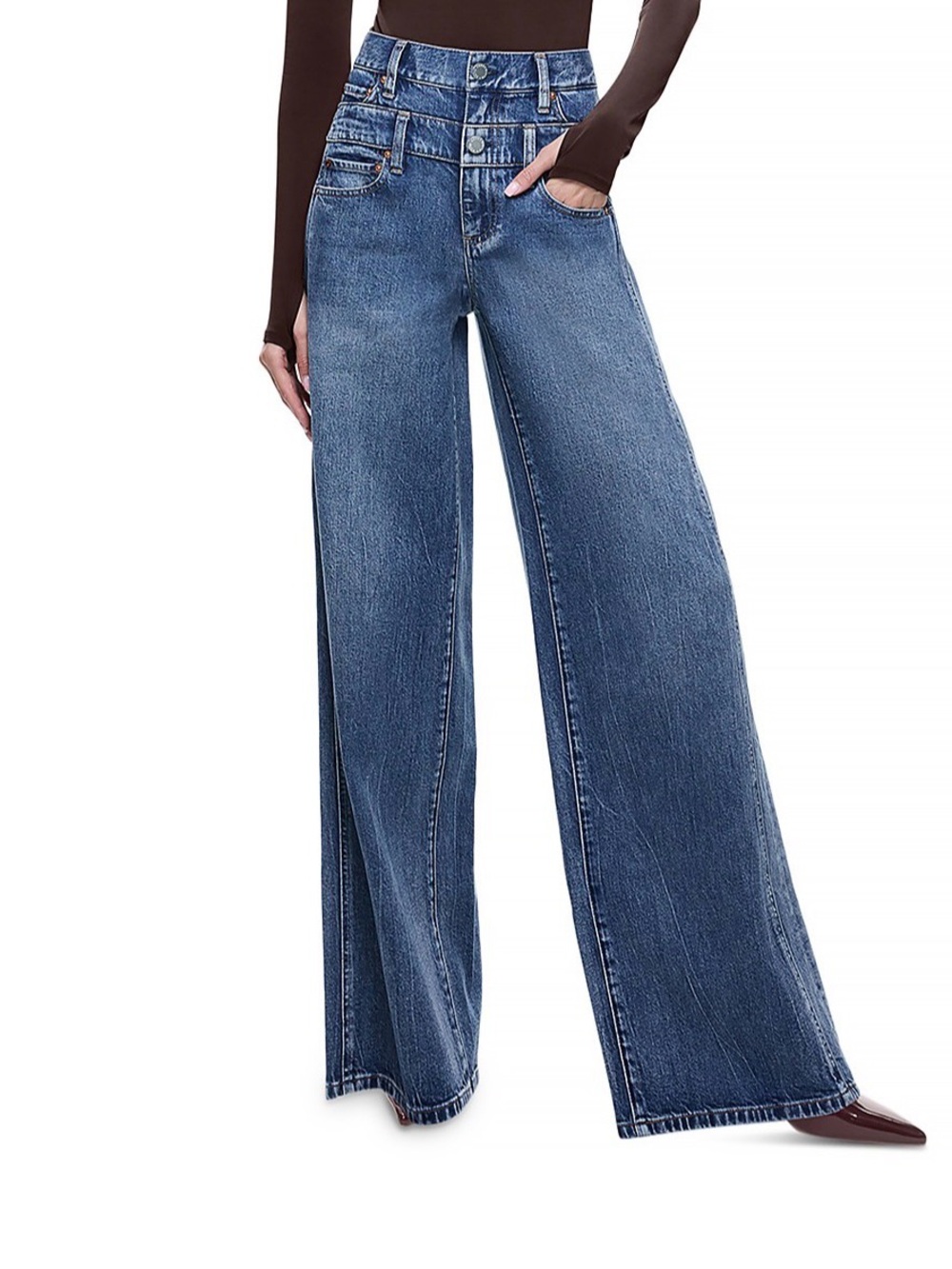 Alice + Olivia double waisted Wide-Leg Women's Jeans in Blue